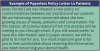 Table 1 – Example of paperless policy letter to patients